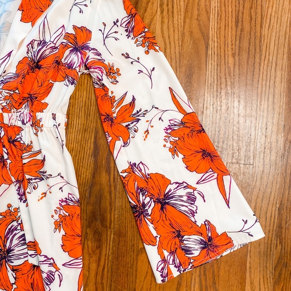 Pretty Little Thing - Orange and Purple Floral Print Dress - Size 8 - Picture 3 of 4